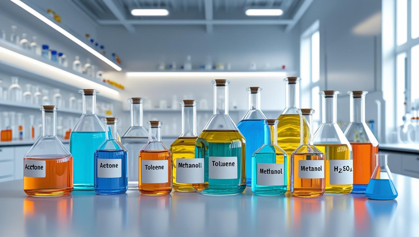 Chemical reagents from European manufacturers for laboratory use, including licensed precursors and high-purity solvents